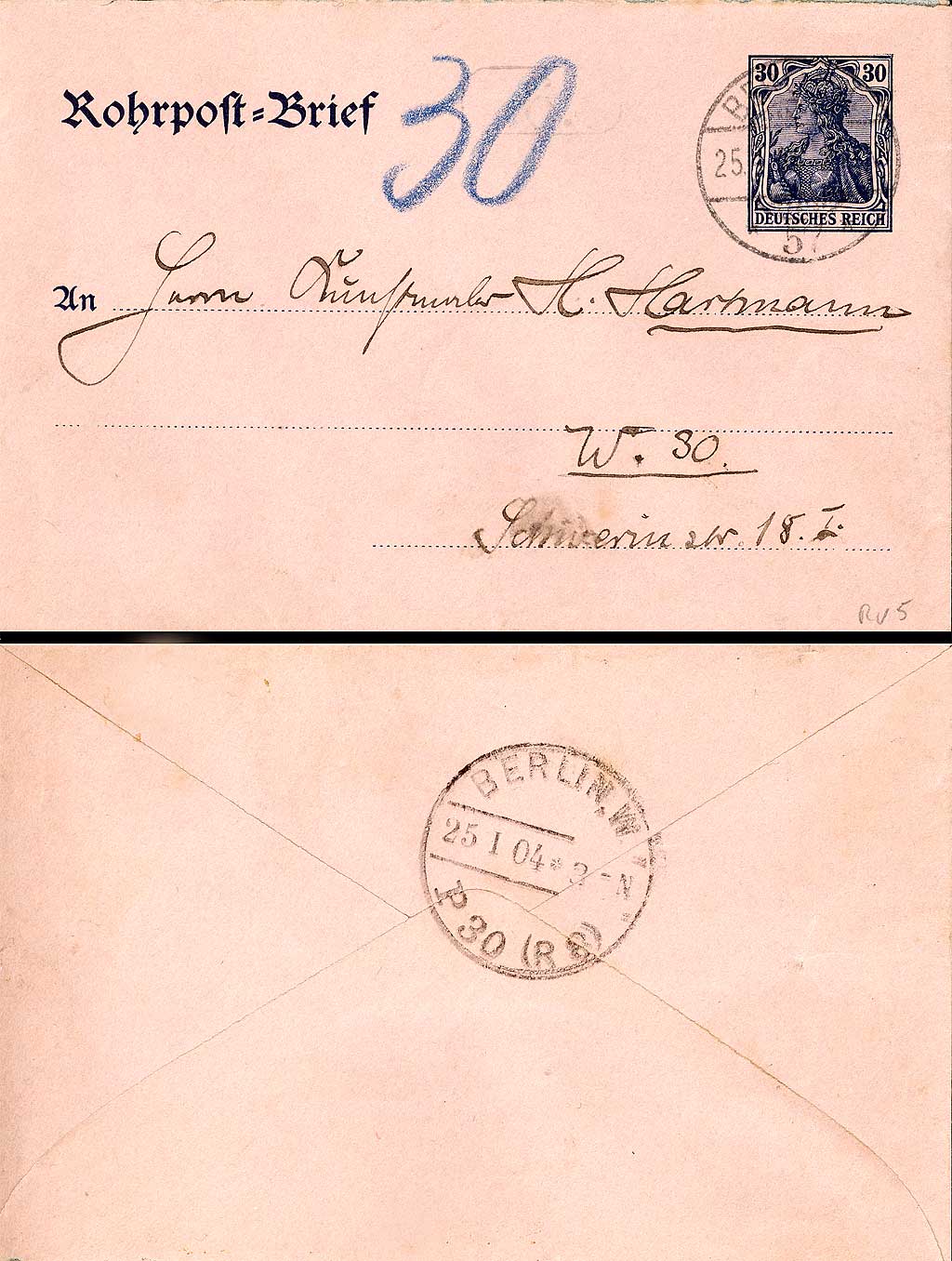 German pneumatic-post letter sheet, 1904